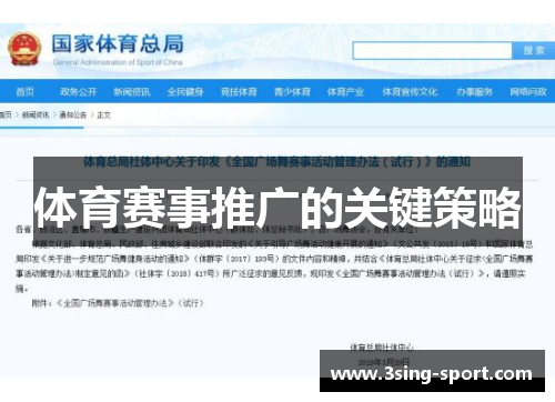体育赛事推广的关键策略
